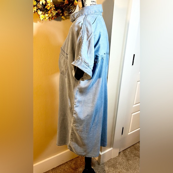 MARINE LAYER Daisy Chambray 1/4 Button Front Cuffed Sleeve Tunic/Dress Sz M - Picture 10 of 14